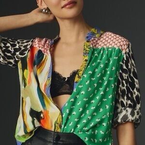 Anthropologie Maeve Colorful button up Blouse
